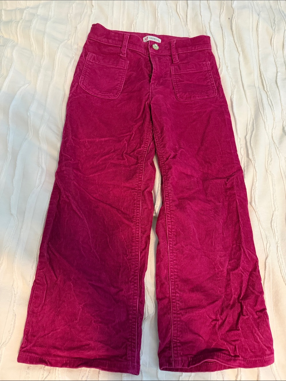 Crewcuts J Crew Girls' Magenta Corduroy Wide-Leg Pants